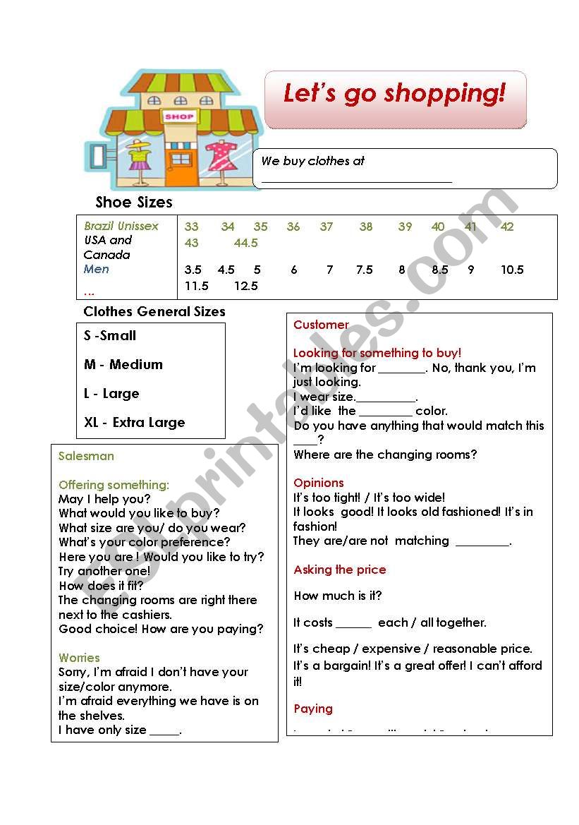 Shopping dialogues! worksheet