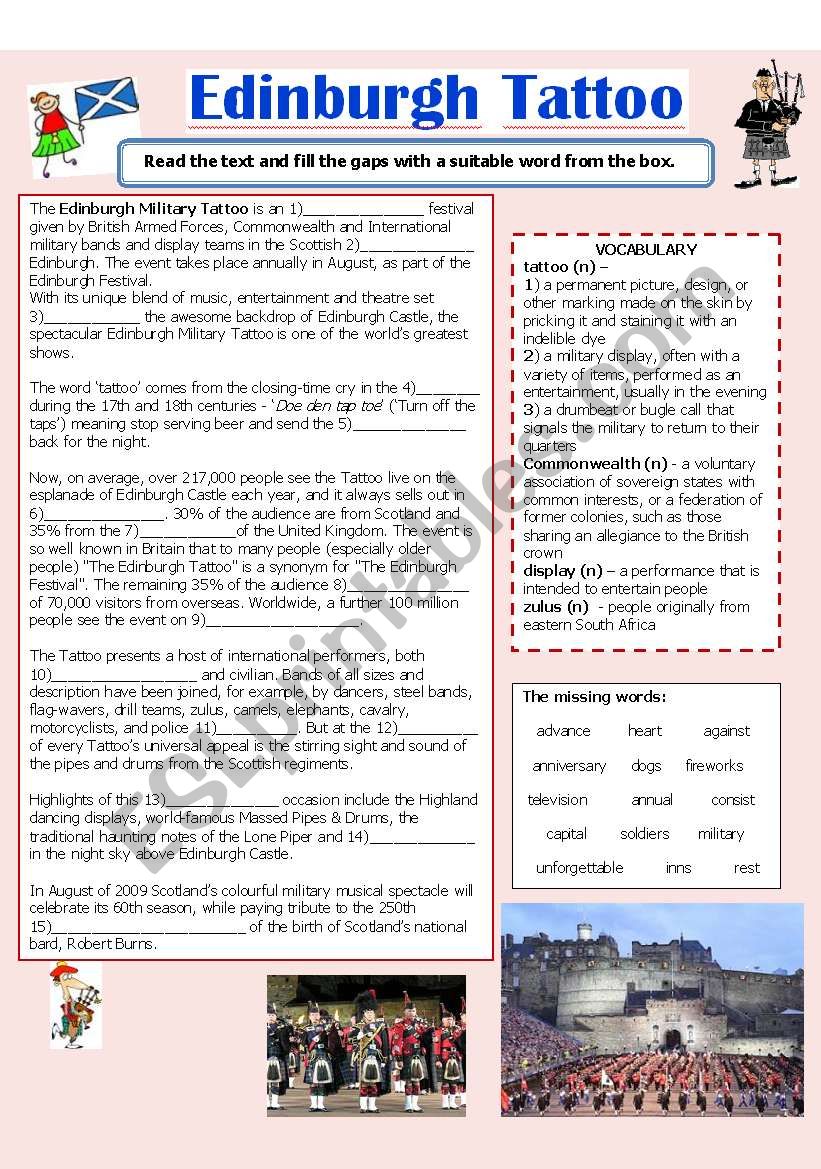 Edinburgh Tattoo worksheet