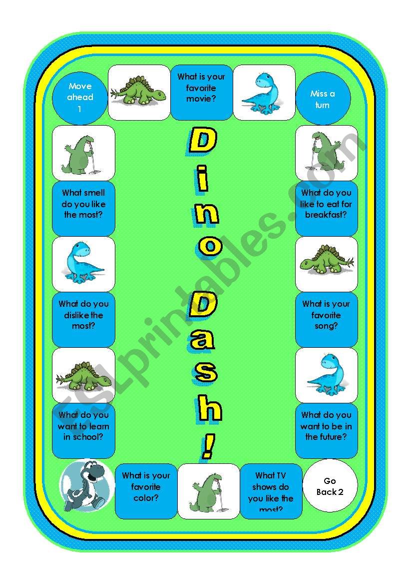 Dino Dash (with 128 mini word strips and some simple questions on the board)