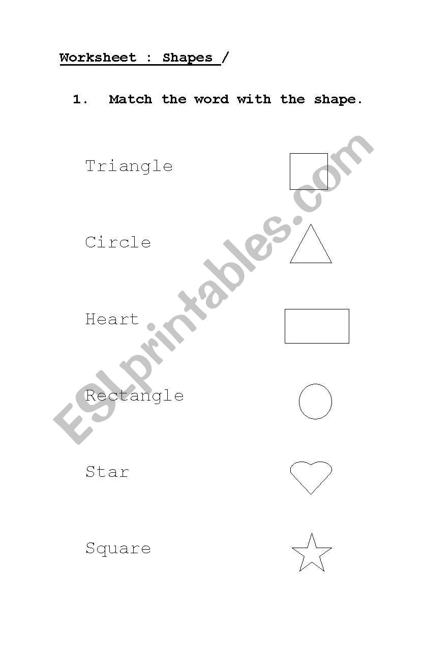 Shapes for 1grade worksheet