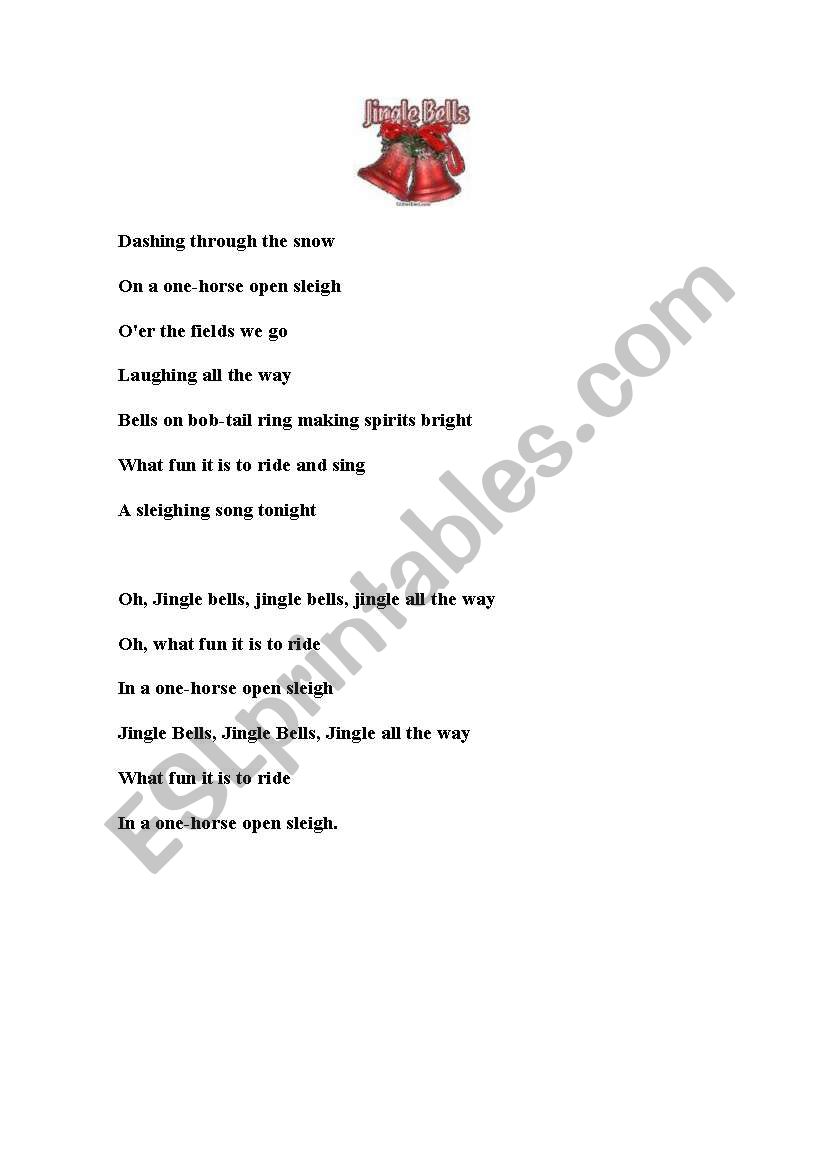 Jingle Bells Song worksheet