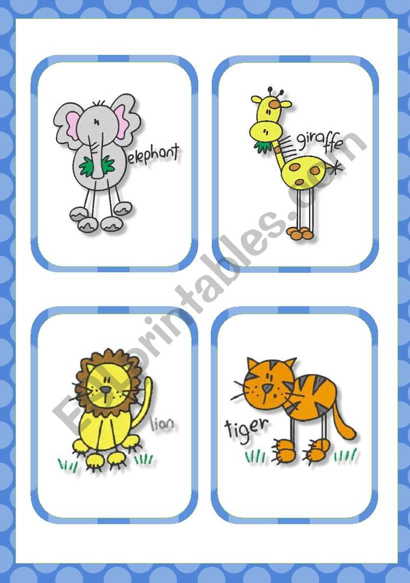 Zoo friends flash cards (15 cards)