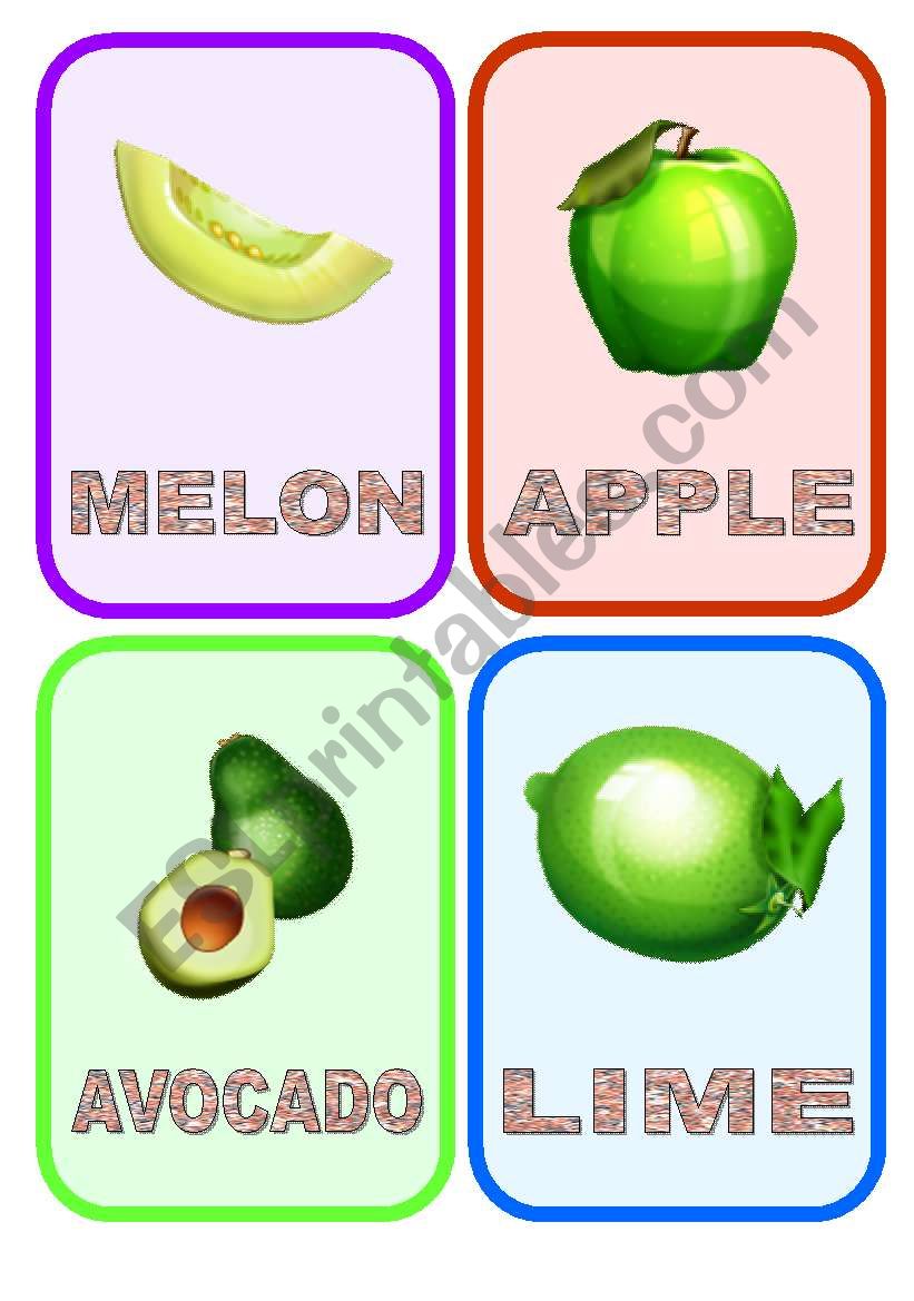 Fruit flashcards worksheet