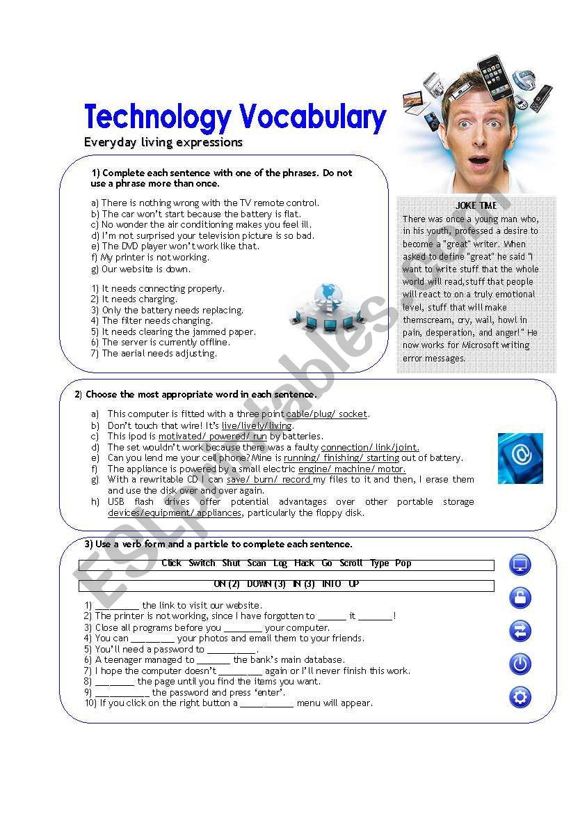 Technology Vocabulary worksheet