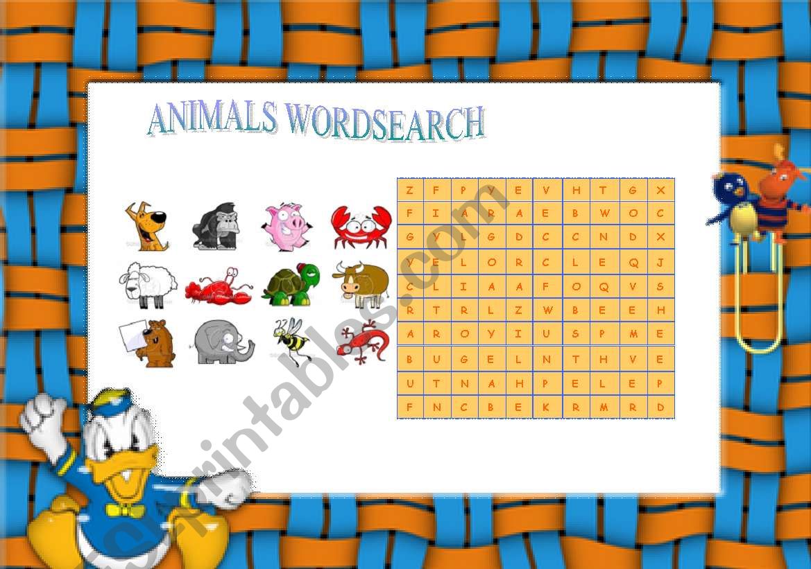 ANIMALS WORDSEARCH worksheet