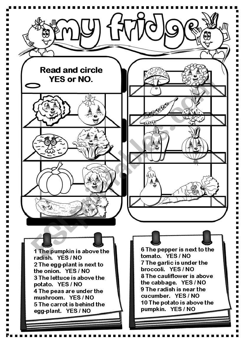 My fridge (vegetables) worksheet