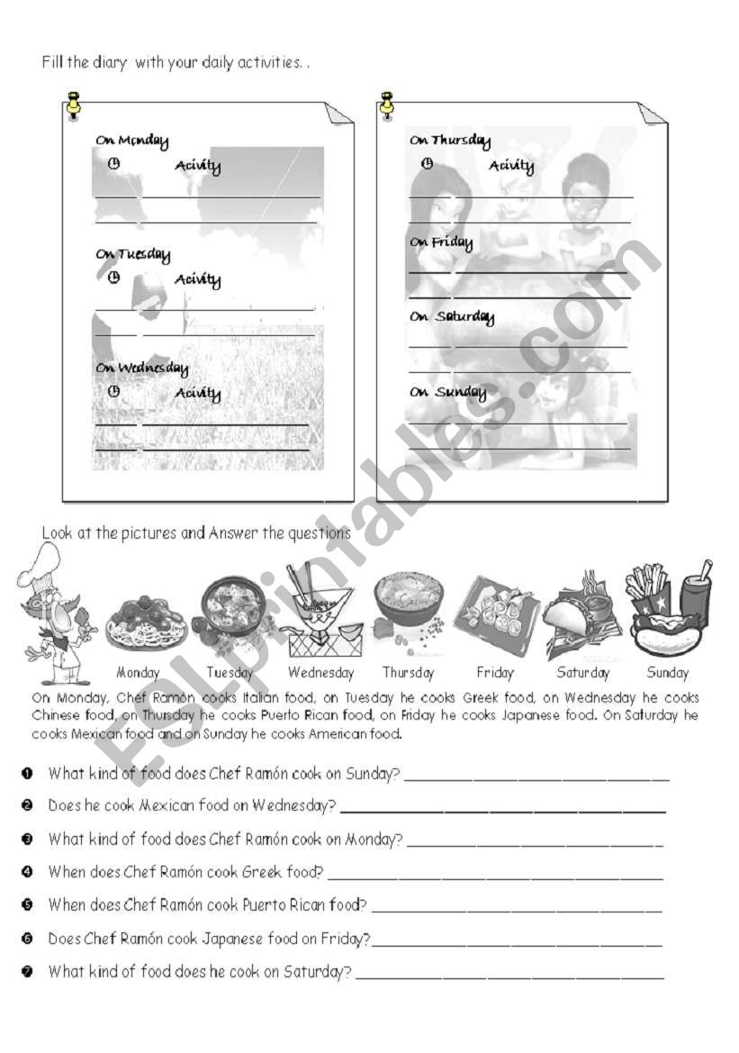 Daily routines worksheet