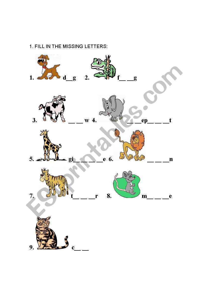 Animals Worksheet worksheet