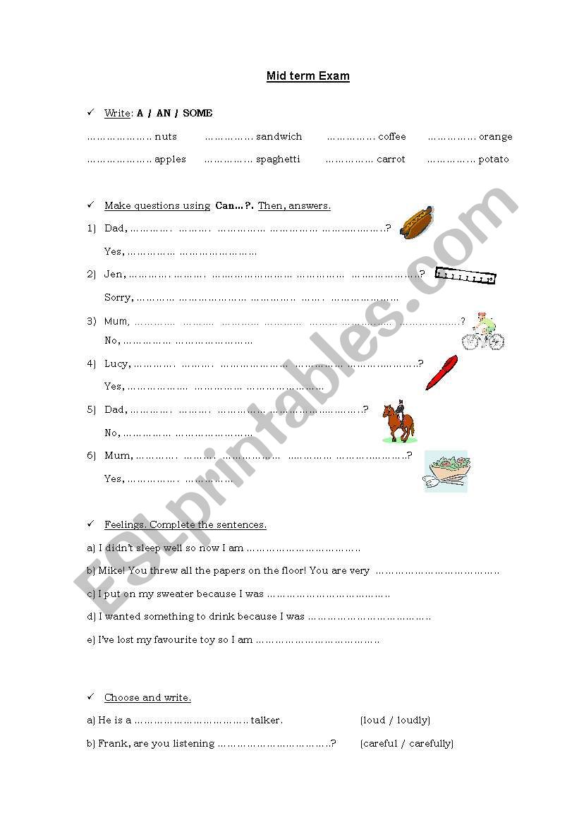 Exam worksheet
