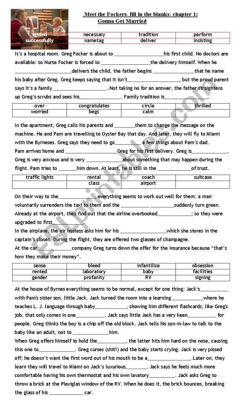 Meet the Fockers- fill in the blanks- chapter 1