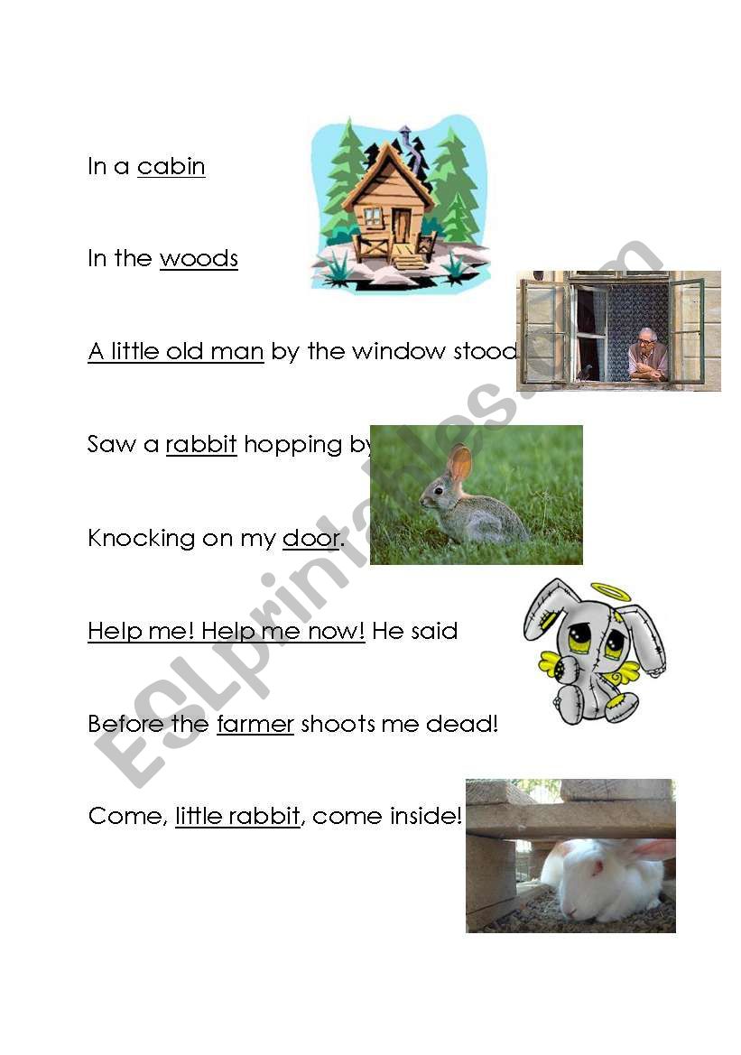 In a Cabin In the Woods Song worksheet