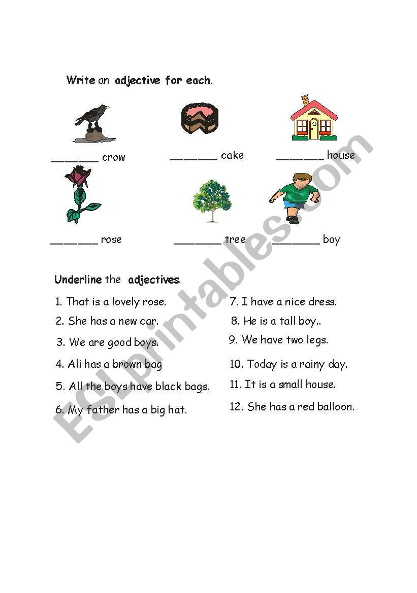 adjectives worksheet