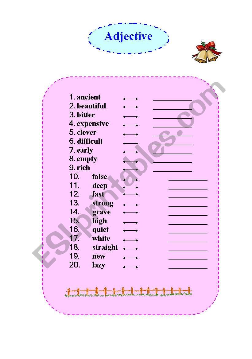 Adjective worksheet