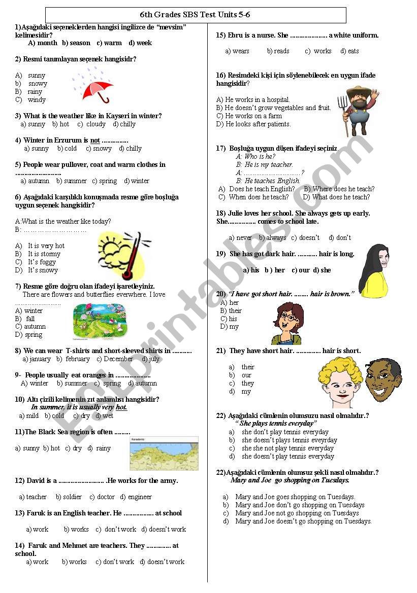 test for sbs worksheet