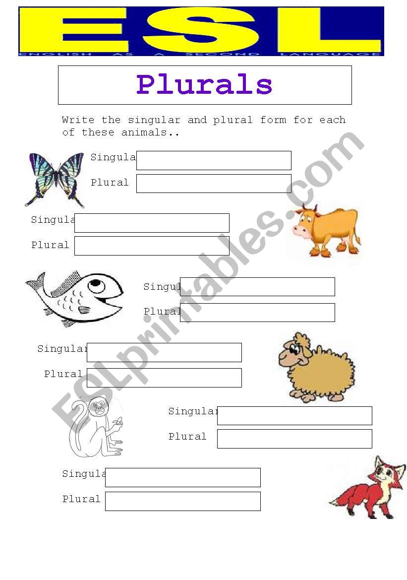 PLURALS worksheet