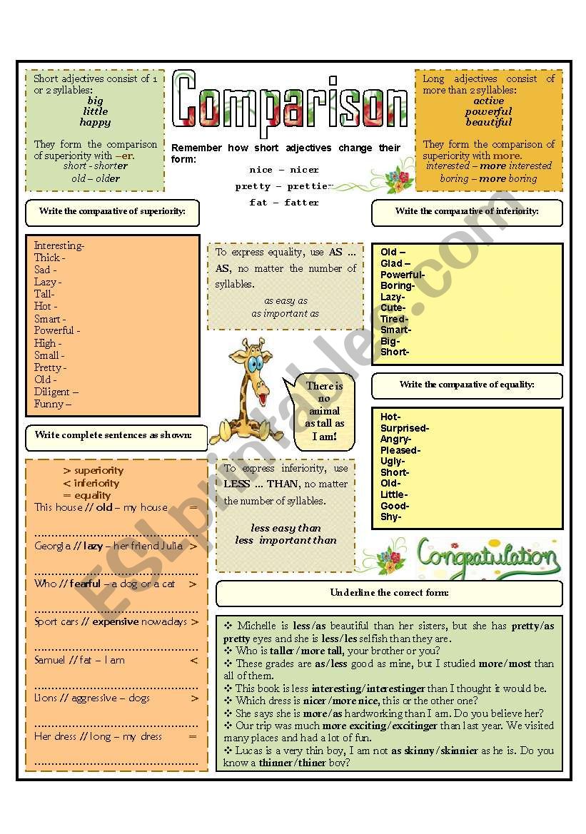 COMPARISON worksheet