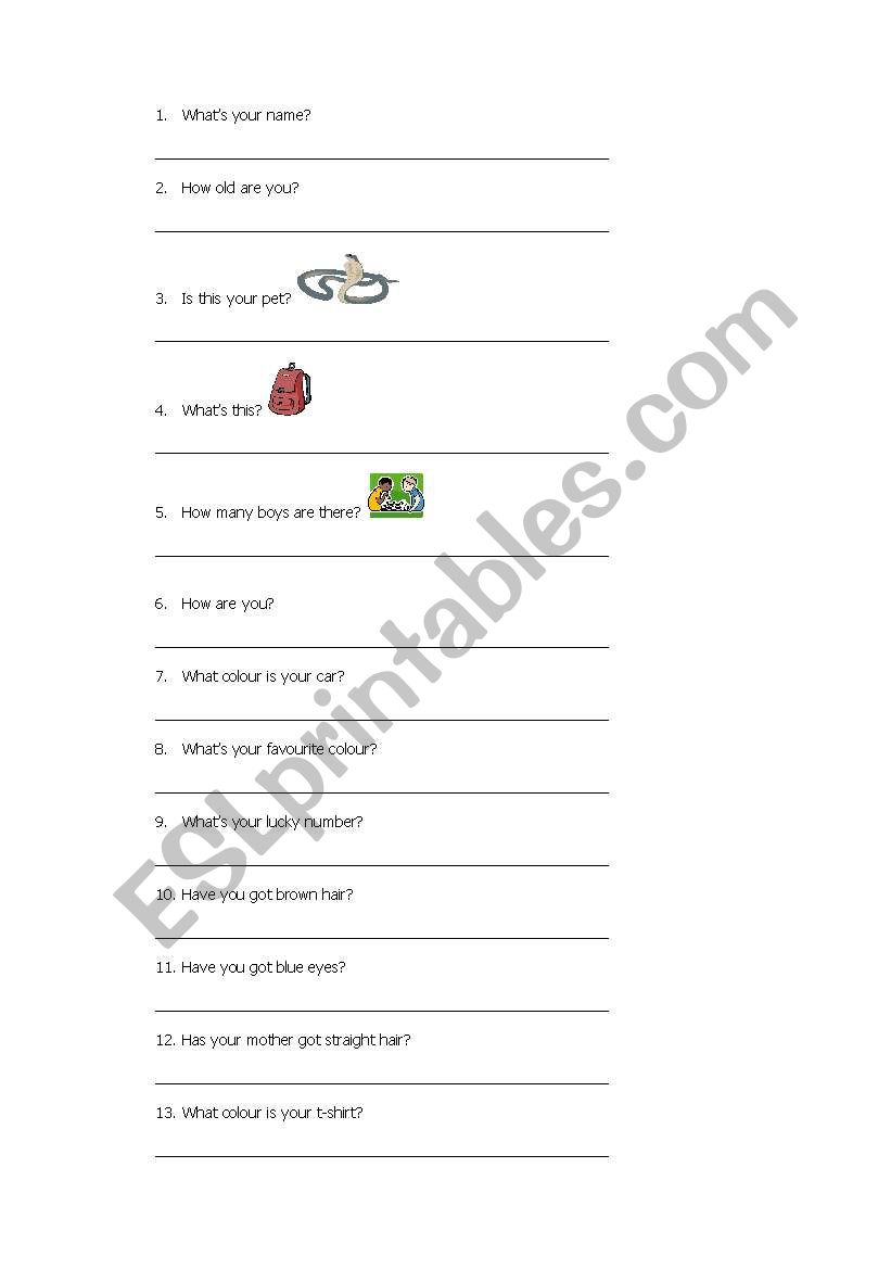 Revision - Interview worksheet