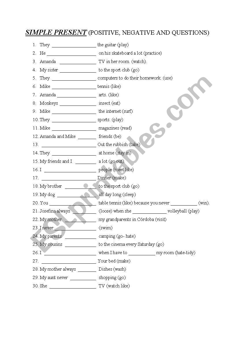 Simple Present worksheet