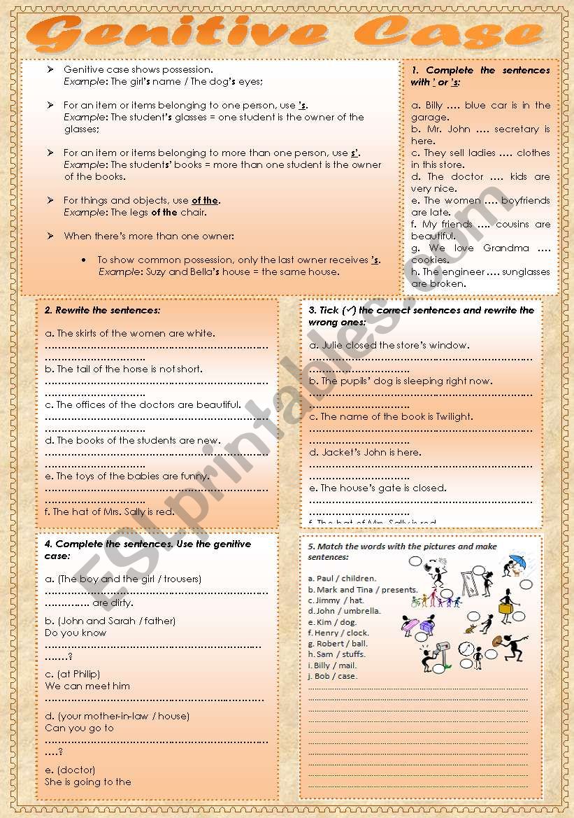 Genitive Case worksheet