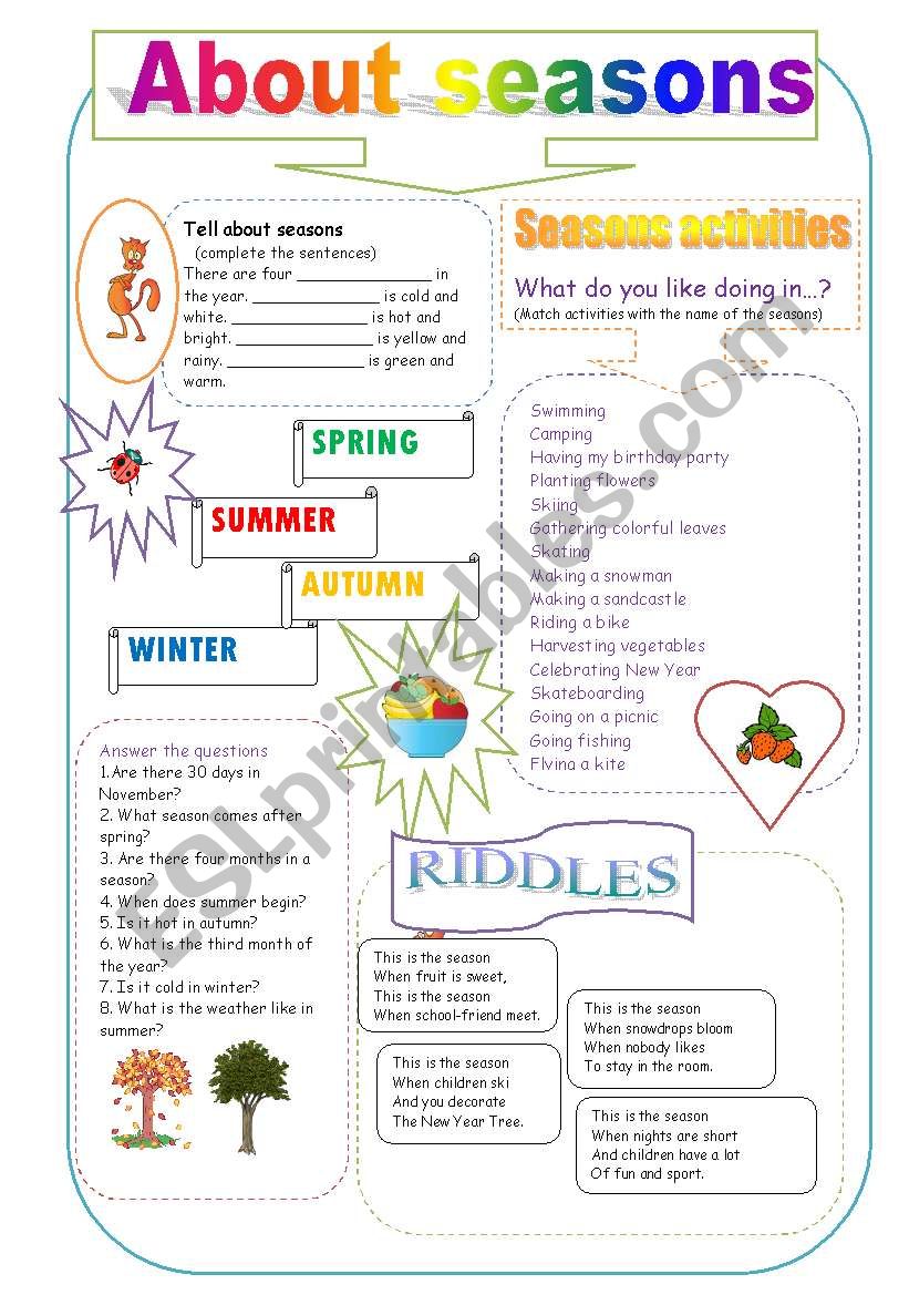 about seasons worksheet