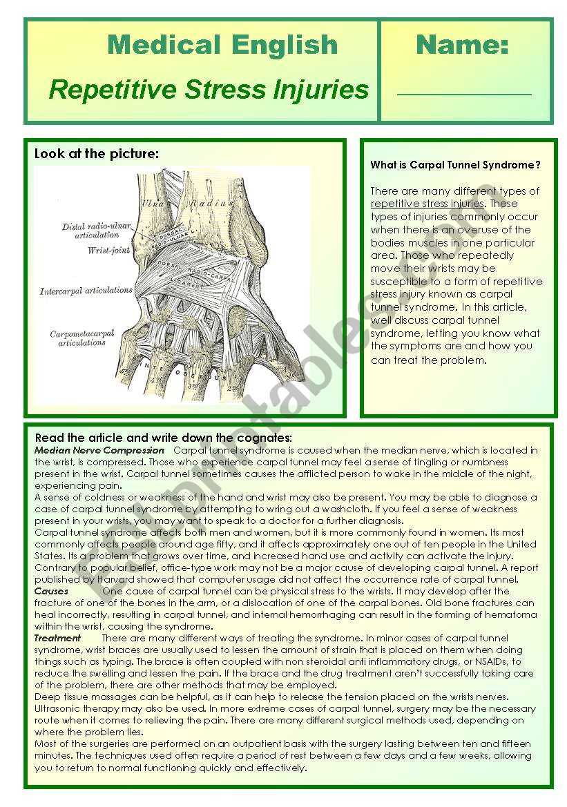 medical english - repetitive stress injuries