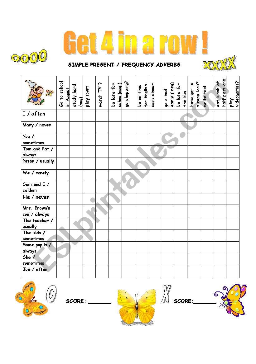 Get 4 in a row! 1 worksheet