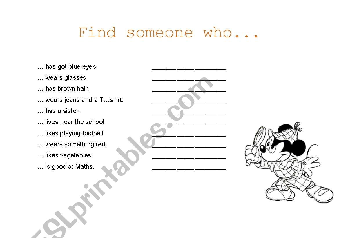 Find Someone Who... worksheet