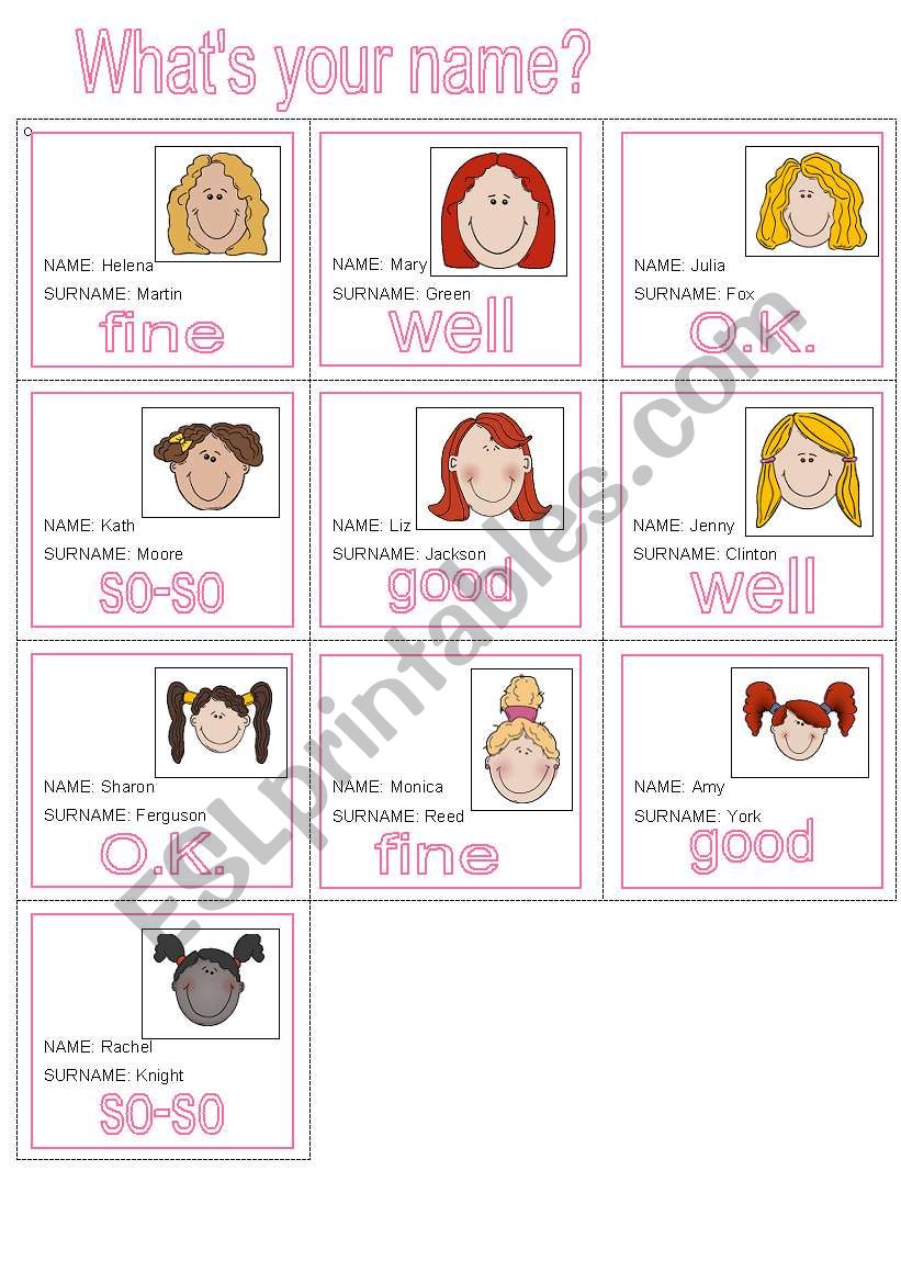 Whats your name? worksheet