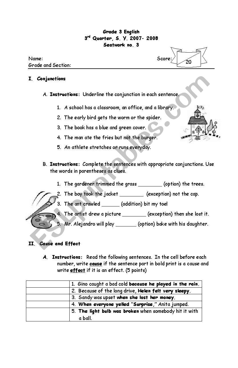 conjunctions worksheet