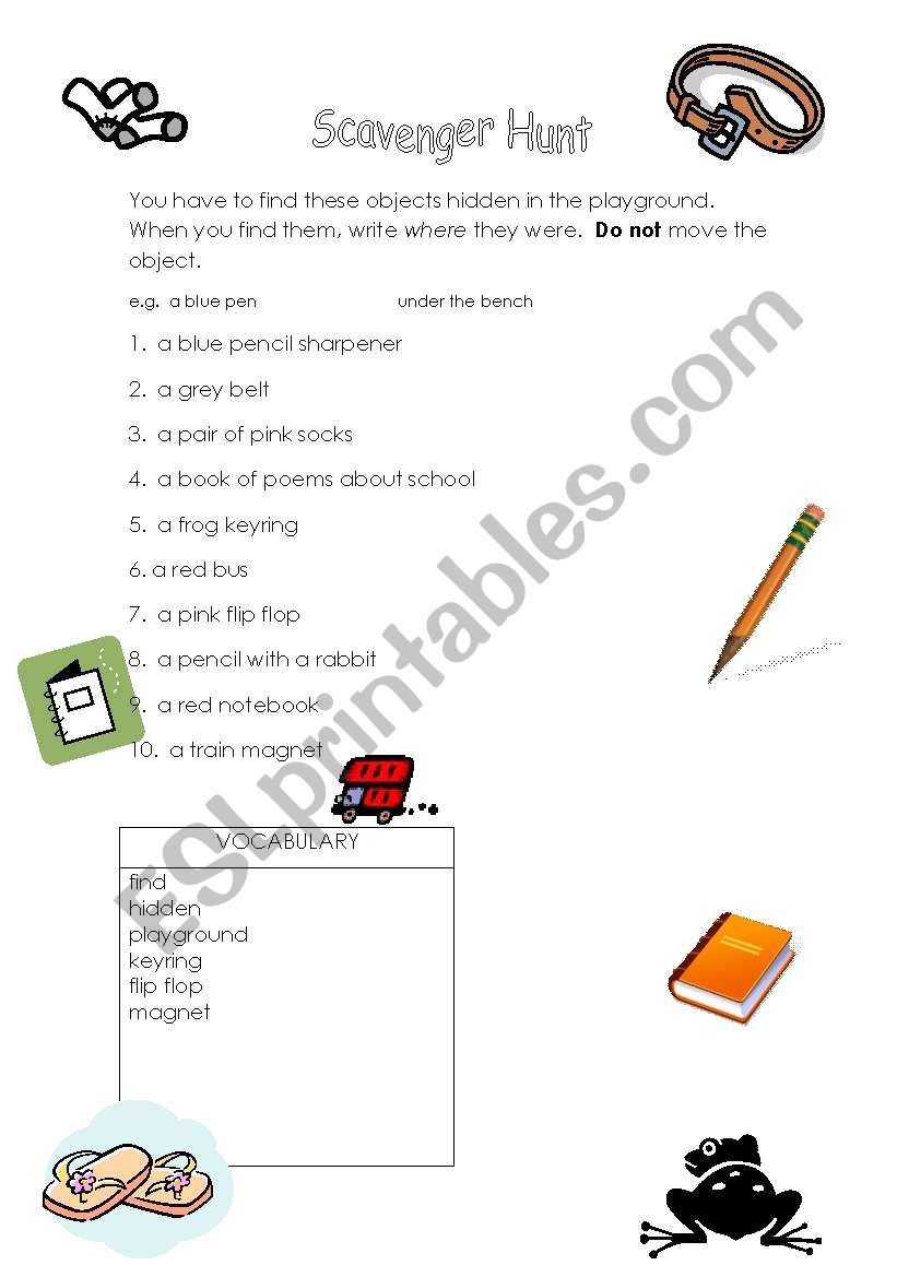 English worksheets: Scavenger Hunt