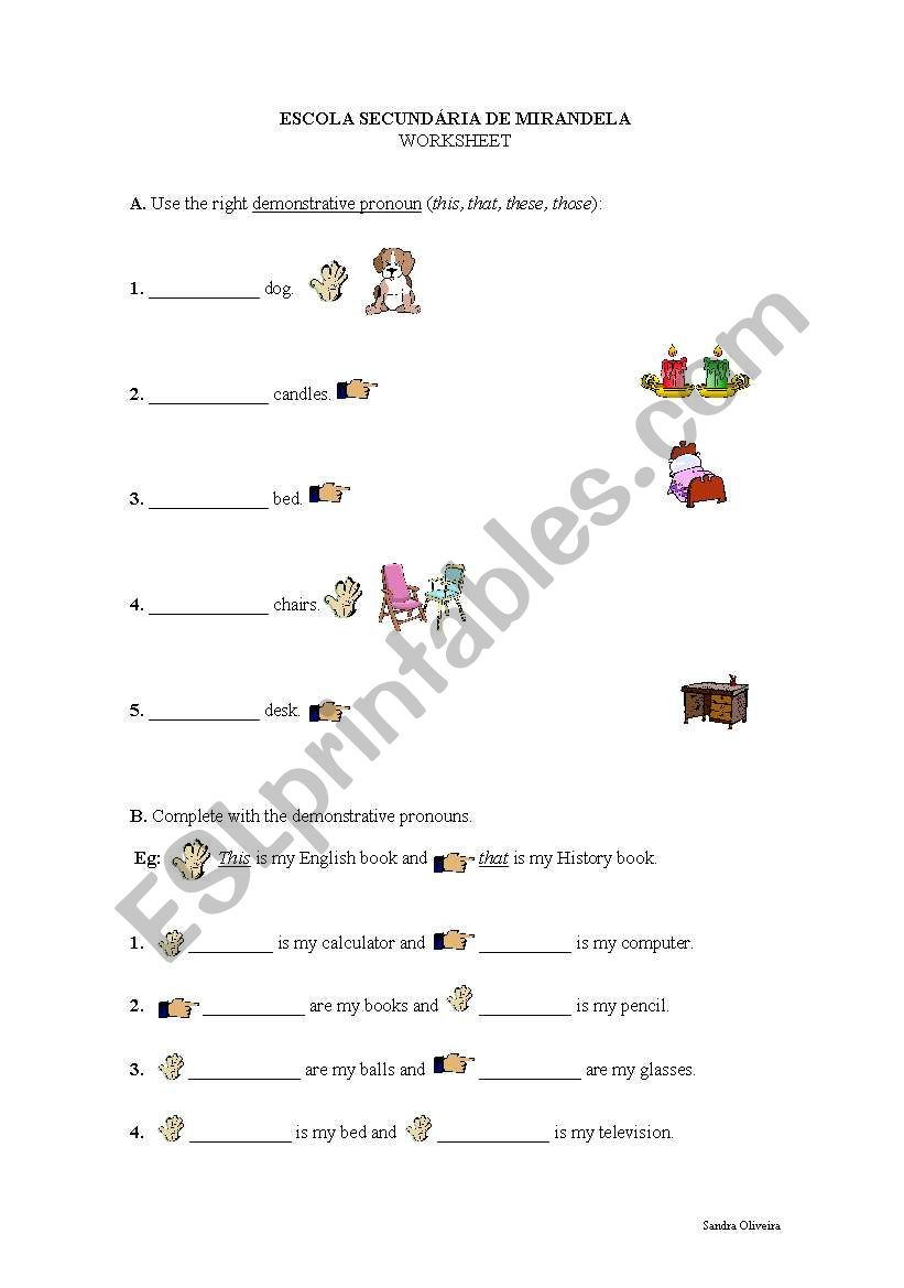 Demonstrative pronouns worksheet