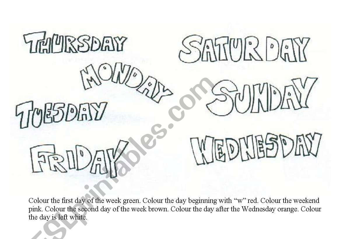 Days of the week worksheet