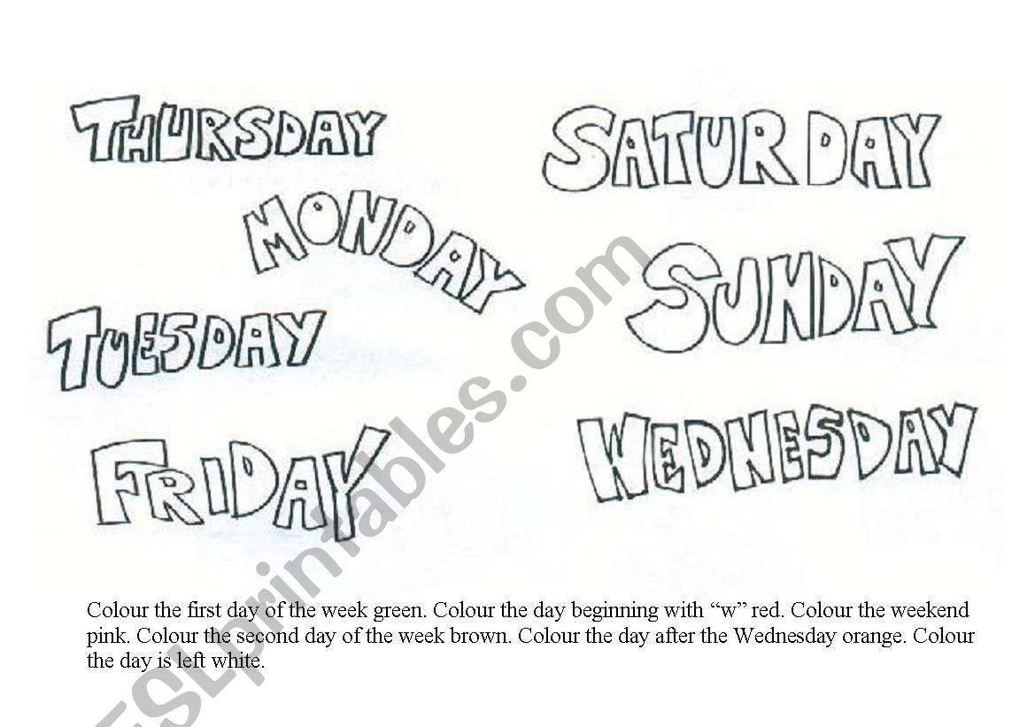 Days of the week worksheet