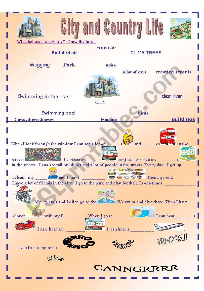 CITY AND COUNTRY LIFE 1 worksheet