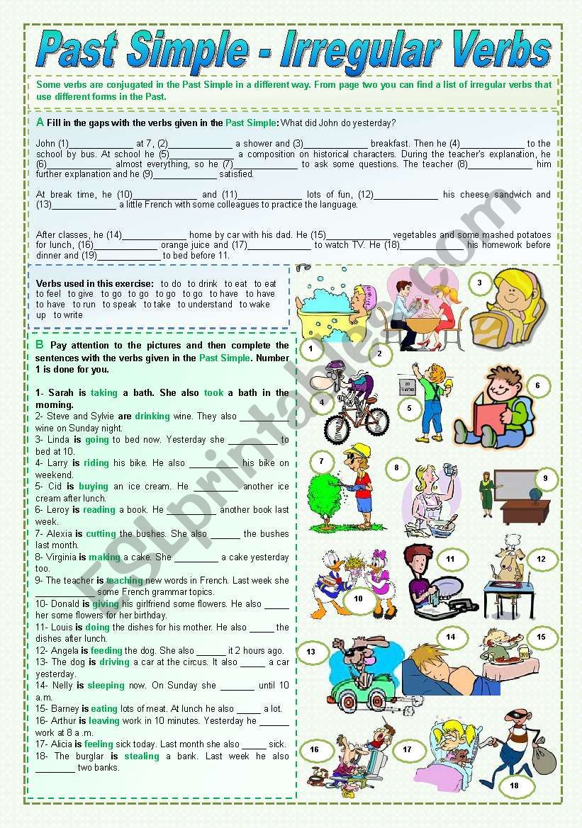 Past Simple - Irregular Verbs (with a complete list of irregular past and participle)