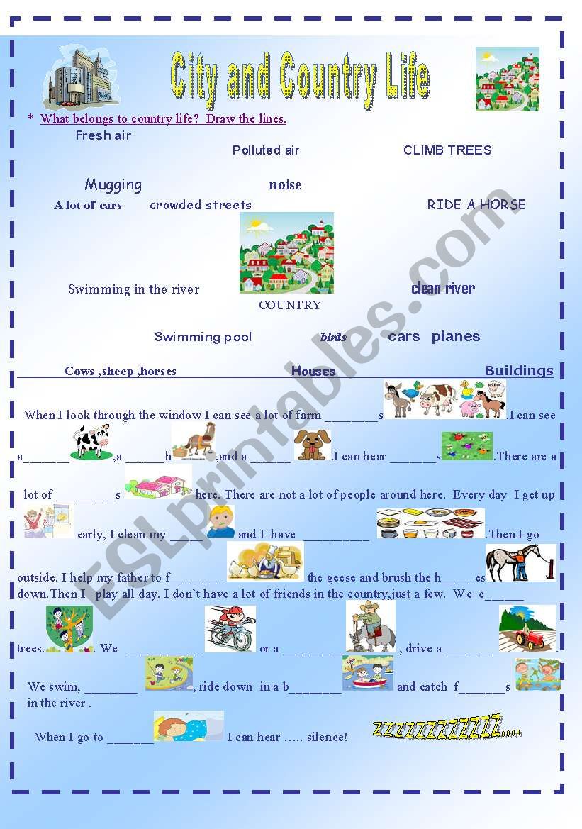 CITY AND COUNTRY LIFE 2 worksheet