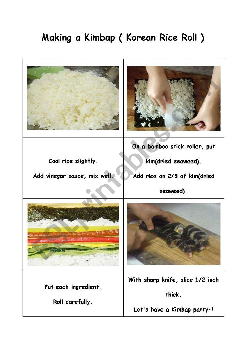 Making a Kimbap worksheet