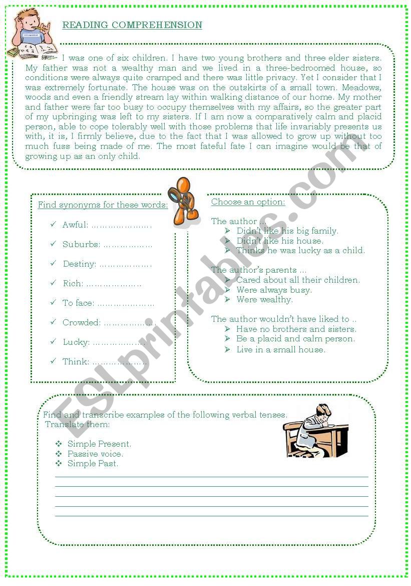 Reading comprehension worksheet