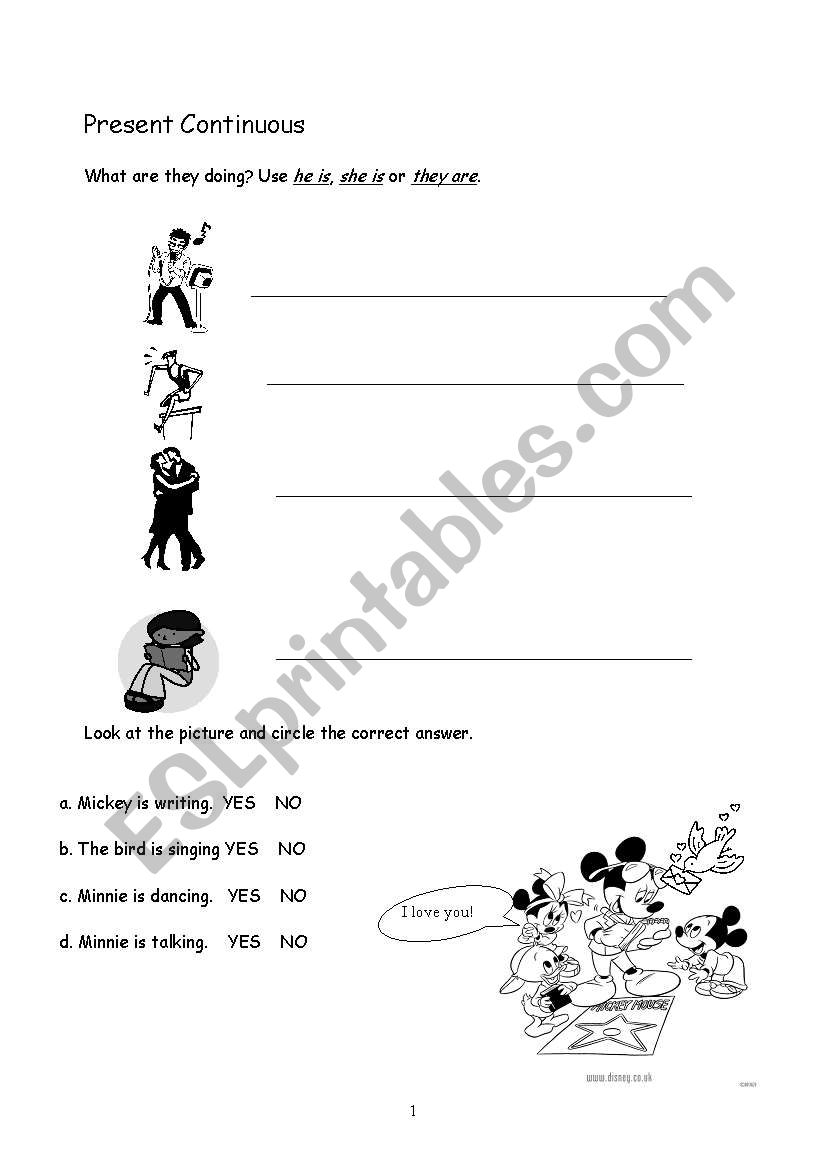 PRESENT CONTINUOUS worksheet