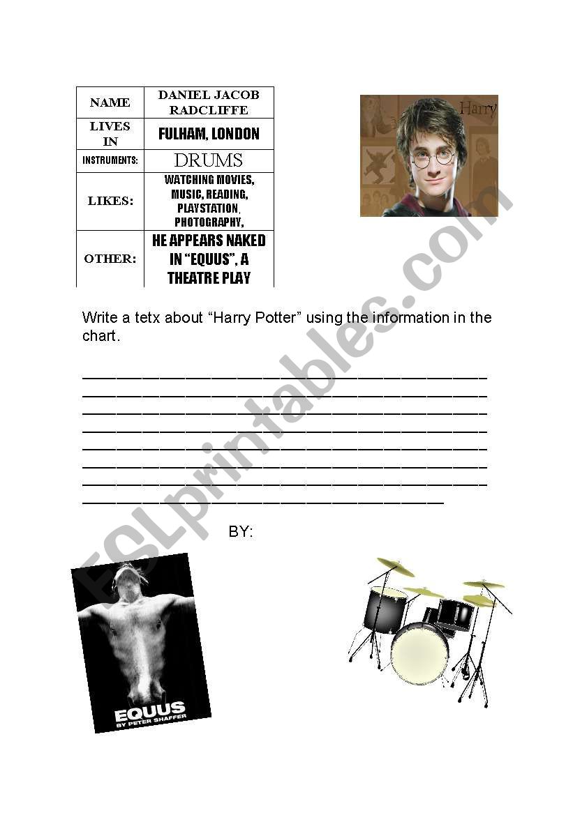 Harry Potter profile worksheet