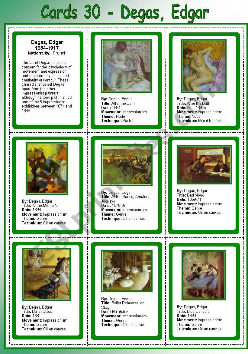 Cards 30 - Degas, Edgar -  (Impressionism)