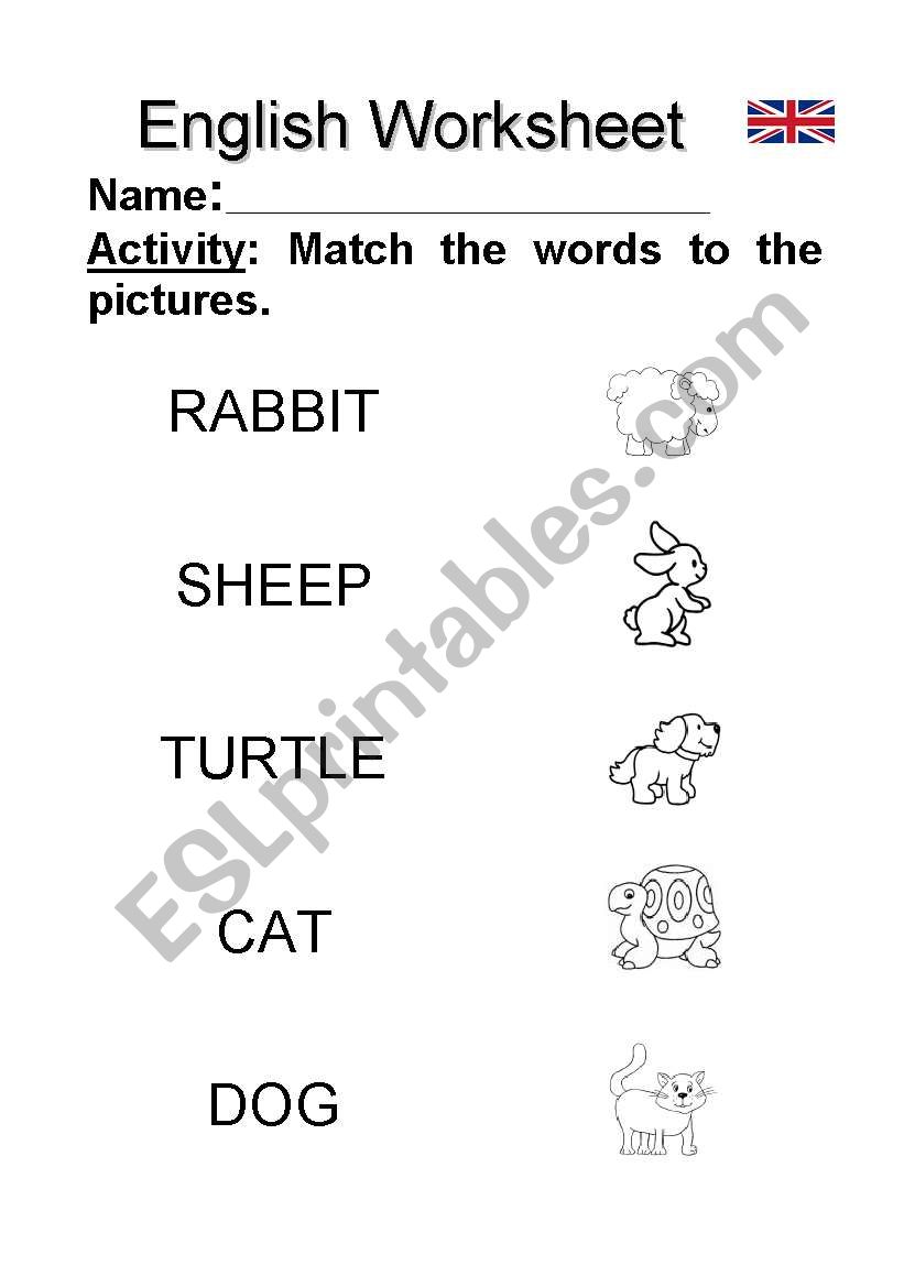 FARM ANIMALS MATCHING WORKSHEET