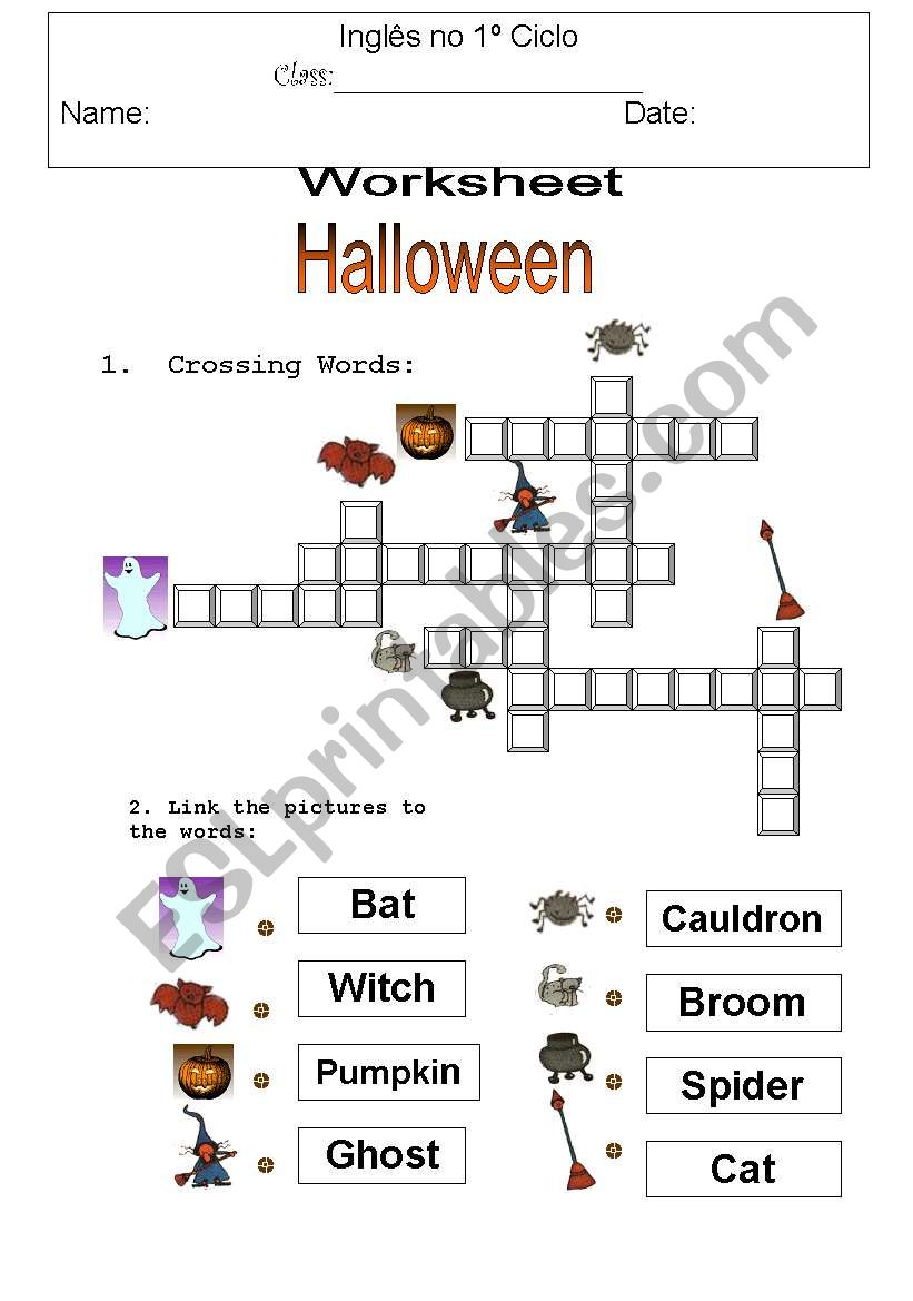 halloween crossword worksheet