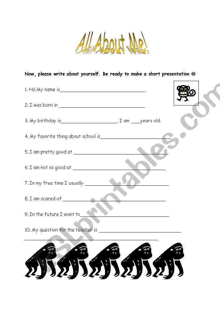 All About Me! part2 worksheet