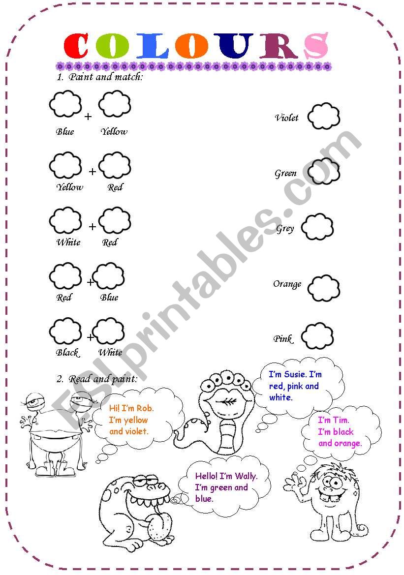 Colours worksheet