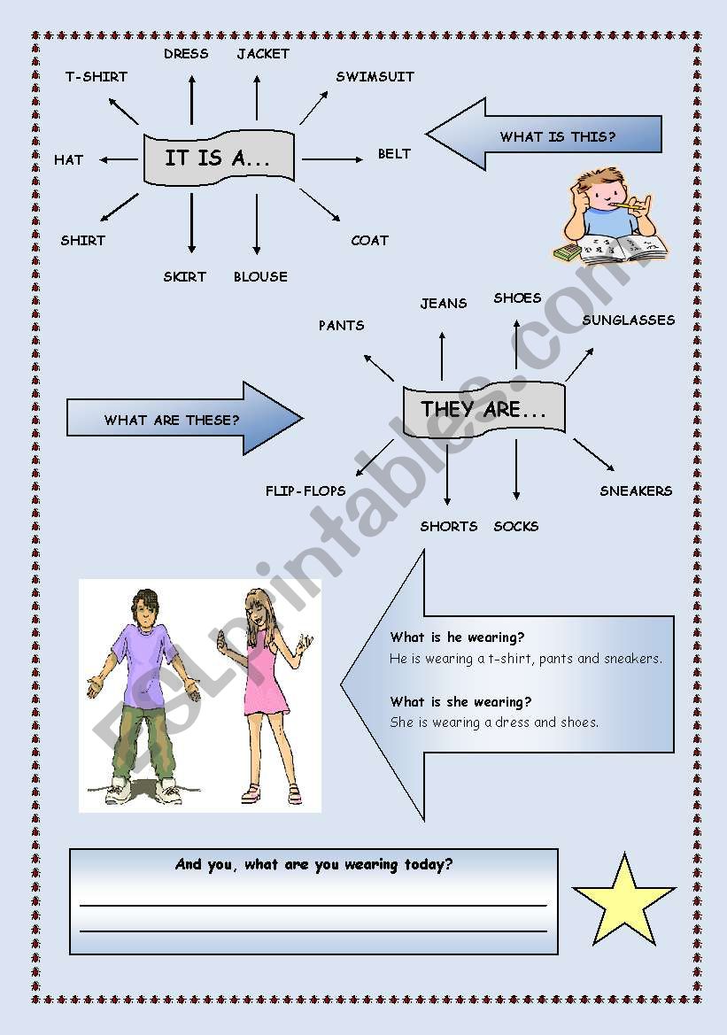 Clothes - It is + They are :) worksheet