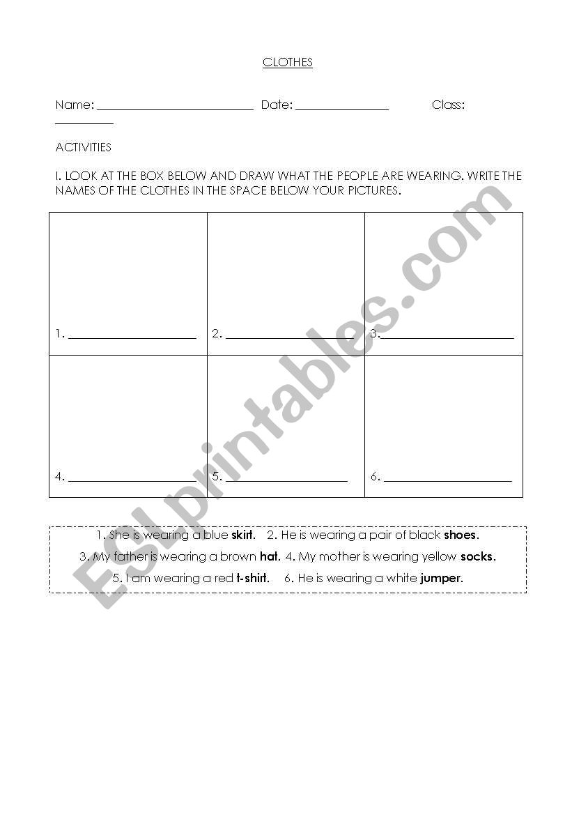 CLOTHES worksheet