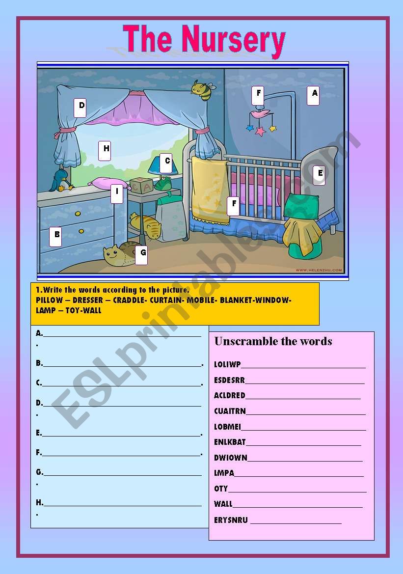 The Nursery worksheet