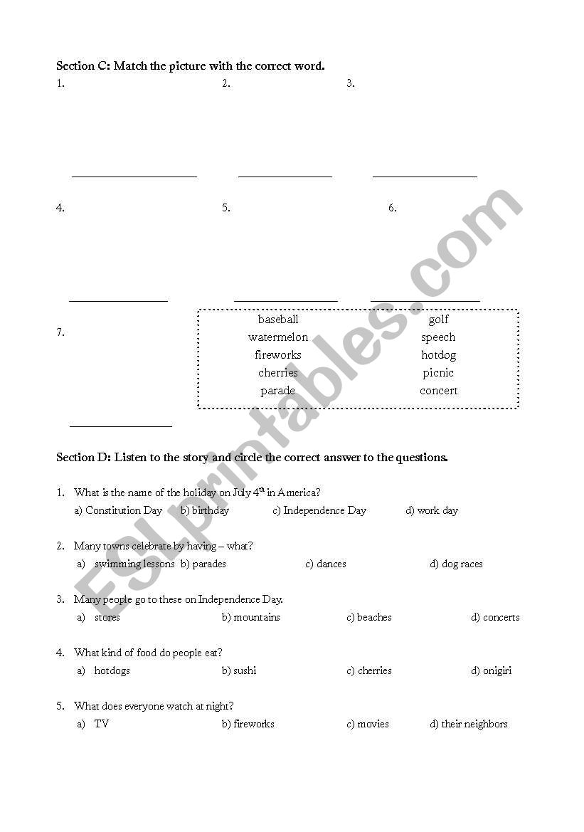 Independence Day 2 worksheet