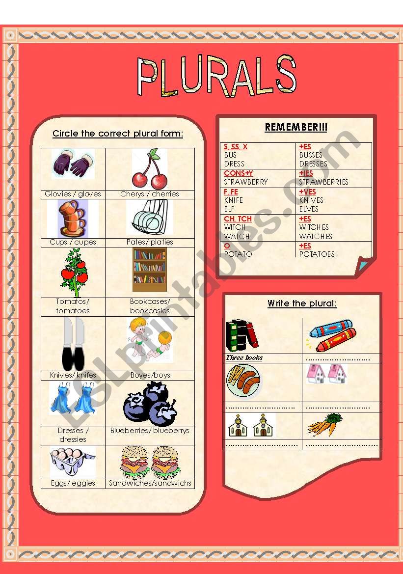 Plurals worksheet